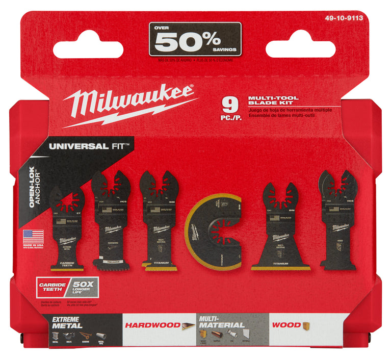 Milwaukee  49-10-9113 Milwaukee® OPEN-LOK™ 9PC MULTI-TOOL BLADE KIT - My Tool Store