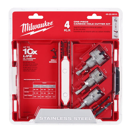 Milwaukee 49-22-8610 ONE-PIECE CARBIDE HOLE CUTTER KIT: 4PC - My Tool Store