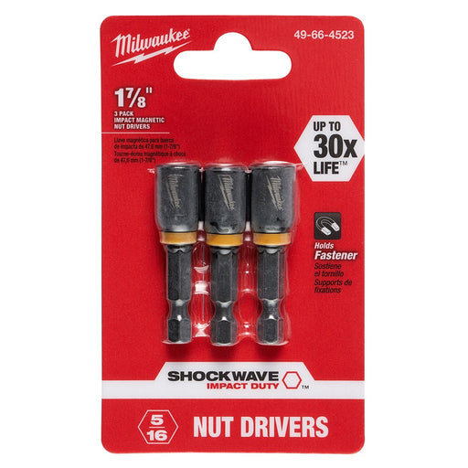 Milwaukee 49-66-4523 SHOCKWAVE 5/16 X 1-7/8 Impact Magnetic Nut Driver 3PK - My Tool Store