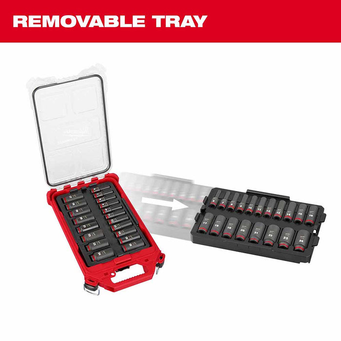 Milwaukee 49-66-6801 Shockwave Impact Duty Socket 3/8” Drive 19-Piece MM Packout Set - My Tool Store