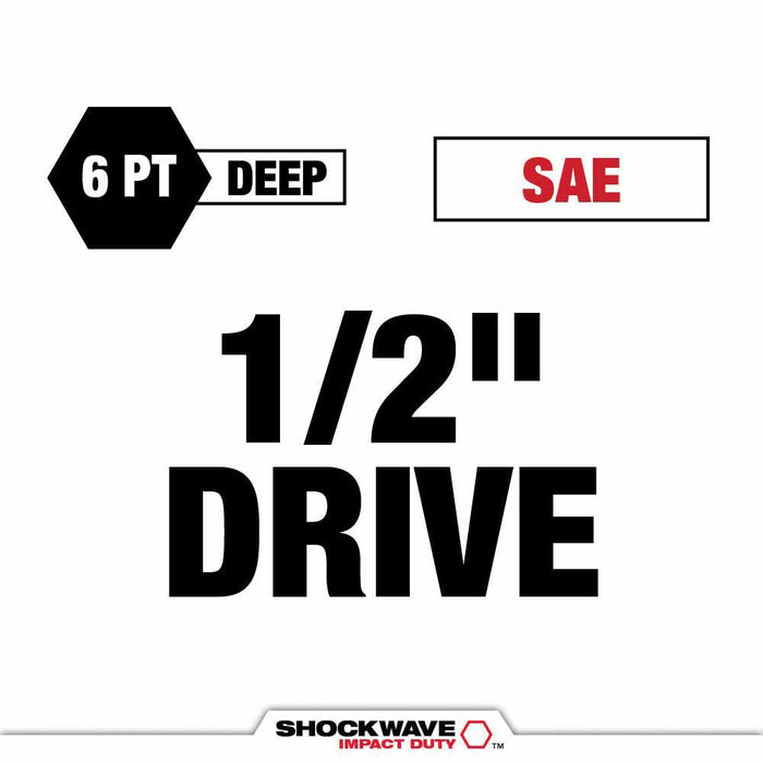 Milwaukee 49-66-6817 Shockwave Impact Duty Socket 1/2" Drive 15-Piece SAE Tray Set - My Tool Store