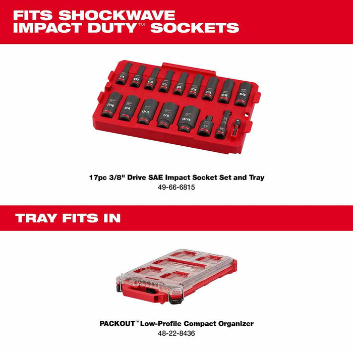 Milwaukee 49-66-6830 Shockwave Impact Duty Socket 3/8" Drive 17-Piece SAE Tray Only