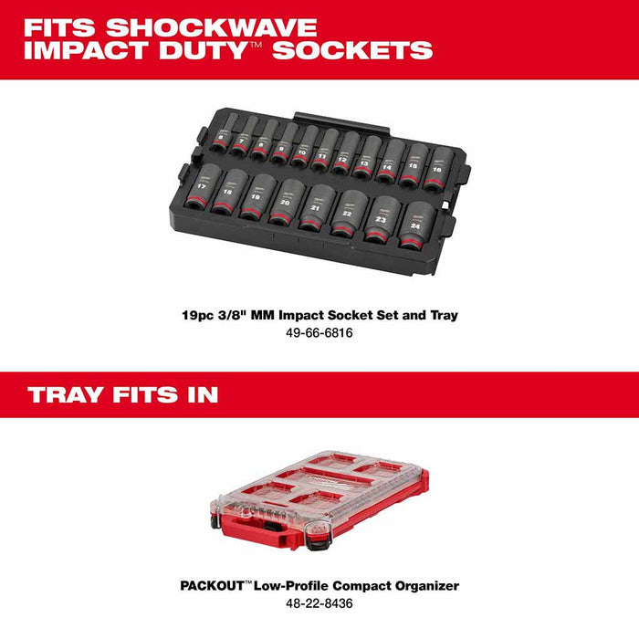Milwaukee 49-66-6831 Shockwave Impact Duty Socket 3/8" Drice 19-Piece MM Tray Only