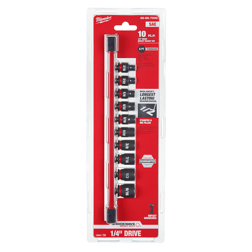 Milwaukee 49-66-7000 10PC SHOCKWAVE Impact Duty™ 1/4" Drive SAE Standard 6 Point Socket Set - My Tool Store