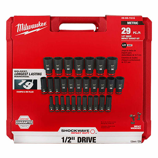 Milwaukee 49-66-7015 29PCSHOCKWAVE Impact Duty™ 1/2" Drive Metric Deep 6 Point Socket Set - My Tool Store