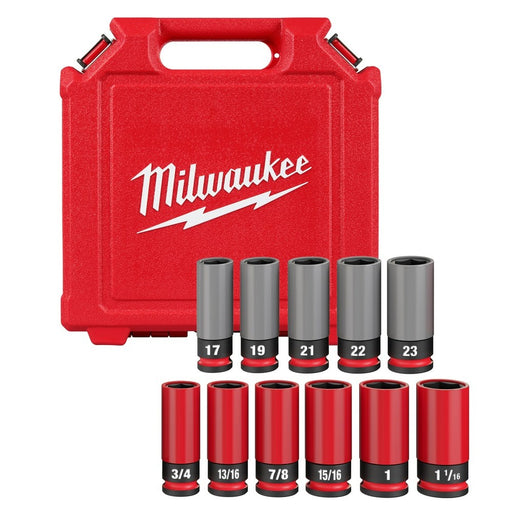 Milwaukee 49-66-7833 SHOCKWAVE Impact Duty 1/2 Drive SAE & Metric 11PC Lug Nut Wheel Socket Set - My Tool Store