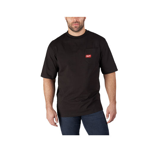 Milwaukee 601B-2X Heavy Duty Pocket T-Shirt (601), Short Sleeve, Black, 2X