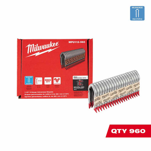 Milwaukee MPU112-960 1.5" 9 Gauge Galvanized Staples - My Tool Store