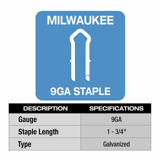 Milwaukee MPU134-960 1.75" 9 Gauge Galvanized Staples - My Tool Store