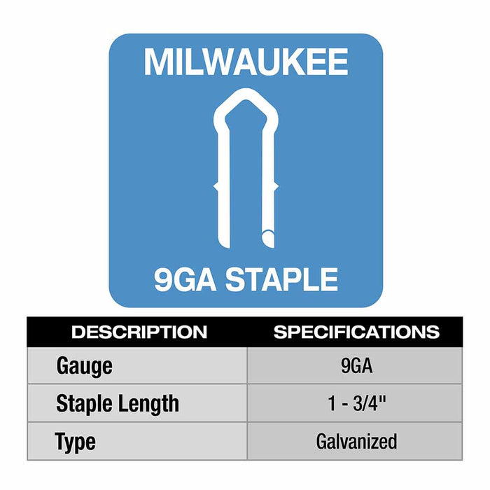 Milwaukee MPU134-960 1.75" 9 Gauge Galvanized Staples