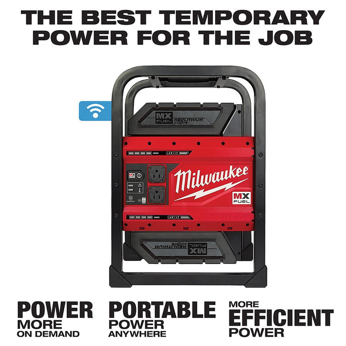 Milwaukee MXF002-2XC MX FUEL CARRY-ON Portable 3600W/1800W Push Start Battery Powered Power Supply Generator Kit w/ Two Batteries - My Tool Store