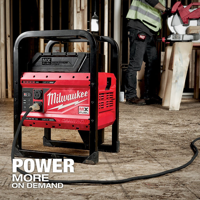 Milwaukee MXF002-2XC MX FUEL CARRY-ON Portable 3600W/1800W Push Start Battery Powered Power Supply Generator Kit w/ Two Batteries - My Tool Store
