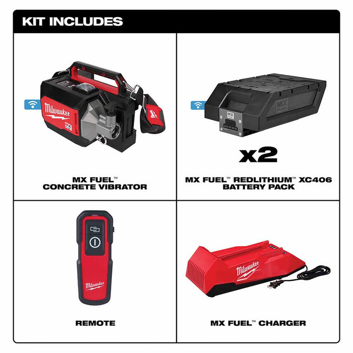 Milwaukee MXF370-2XC MX Fuel Briefcase Concrete Vibrator Kit w/ Two Batteries and Charger