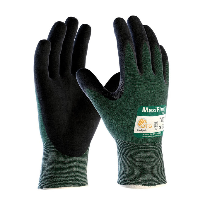 PIP Industrial Products 34-8743/XS MaxiFlex Cut, Green Eng Yarn, Black Nitrile MicroFoam Coatin
