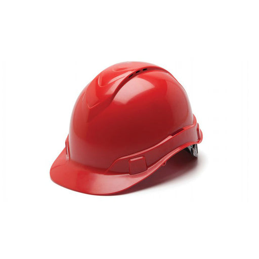 Pyramex HP44120V Ridgeline Vented Cap Style Hard Hat, 4 Pt Ratchet Suspension, Red - My Tool Store