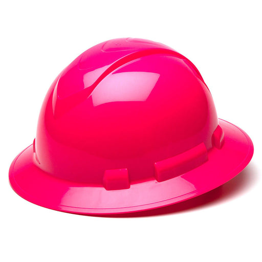 Ridgeline Full Brim Hard Hat 4 Pt Ratchet Suspension, Hi Vis Pink - My Tool Store