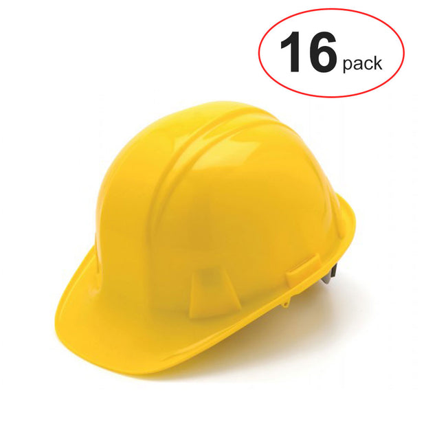 Pyramex HP14130 Cap Style  Hard Hat 4 Point Ratchet Suspension - Yellow (16 Pack)