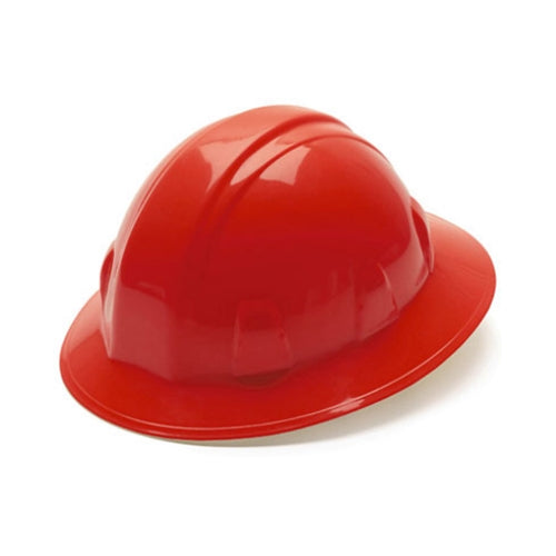 Pyramex HP24120 Full Brim Hard Hat 4 Point Ratchet Suspension - Red - My Tool Store