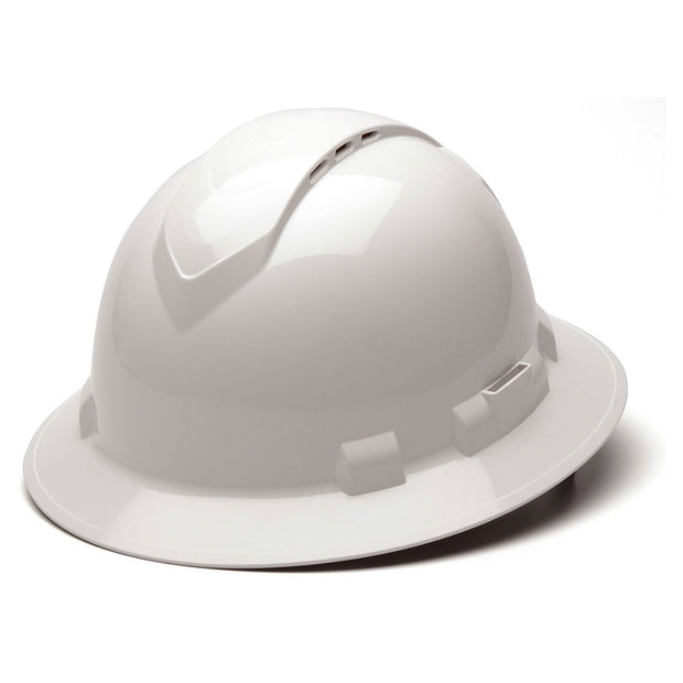 Pyramex HP54110V Ridgeline Full Brim Hard Hat, White, 4-Point Ratchet