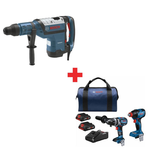 Bosch RH850VC 120V 2" Rotary Hammer W/ FREE GXL18V-227B25 18V 2-Tool Combo Kit - My Tool Store