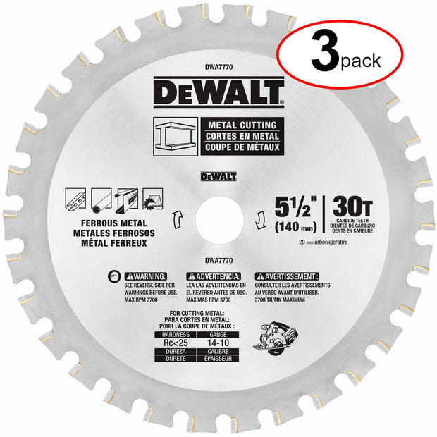 DeWalt DWA7770 5-1/2" 30T Metal Cutting Blade - (3Pack)