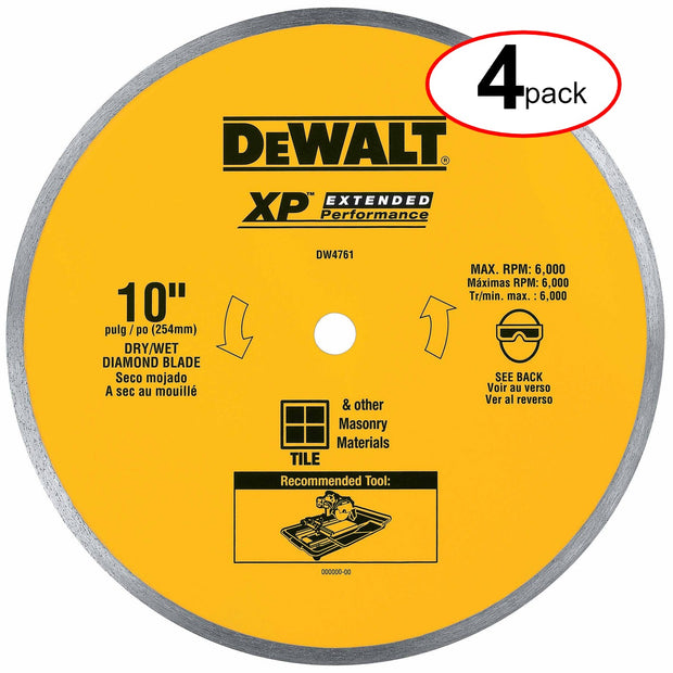 DeWalt DW4761 10" x .060" Ceramic Tile Blade Wet - (4Pack)