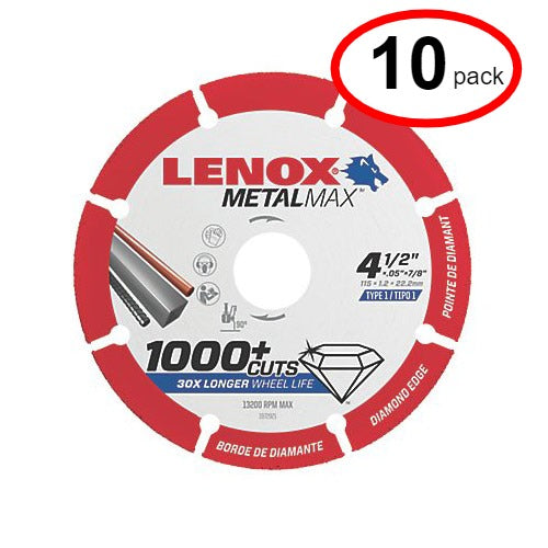 Lenox 1972921 MetalMax Diamond Cutoff Wheel 4.5" x 7/8" - (10Pack)