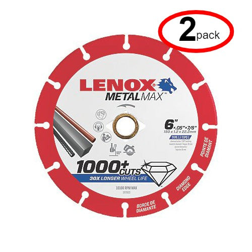 Lenox 1972923 MetalMax Diamond Cutoff Wheel 6" x 7/8" - (2Pack)