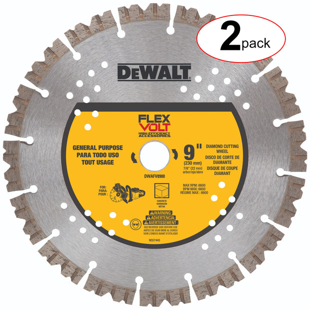 DeWalt DWAFV8900 9" Flexvolt Diamond Cutting Wheel - (2Pack)