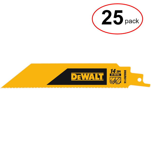 DeWalt DWAR6114N25 6" 14TPI 1" Recip Saw Blade - (25Pack)