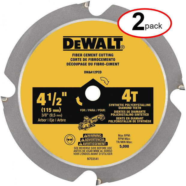 DeWalt DWA412PCD 4 1/2" 4 T Carbide Fiber Cement Cutting Circular Saw Blade - (2Pack)