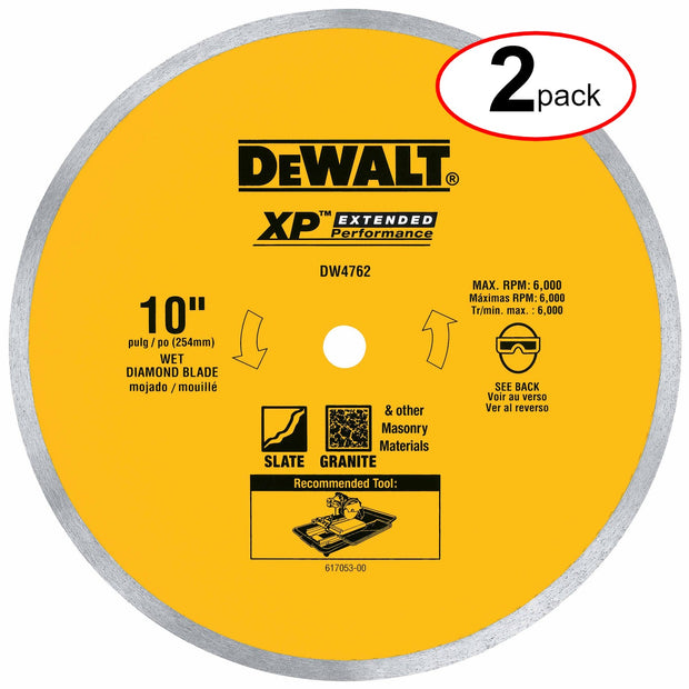 DeWalt DW4762 10" x .060" Porclean Tile Blade Wet - (2Pack)