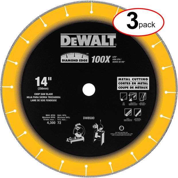 DeWalt DW8500 14" x 1" Diamond Edge Chop Saw Blade - (3Pack)
