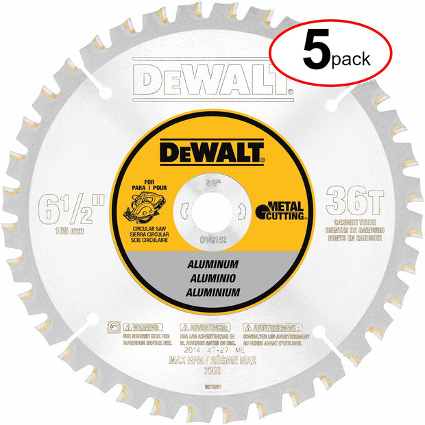 DeWalt DW9152 6-1/2" 36T Aluminum Cutting Blade - (5Pack)