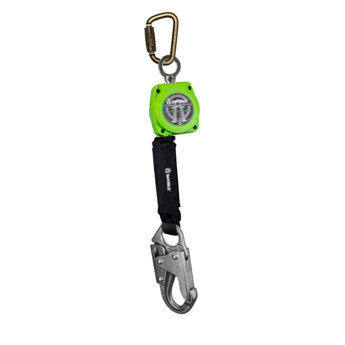 Safewaze 019-5044 6' Single Web Retractable With Steel Carabiner And Double Locking Steel Snap Hook