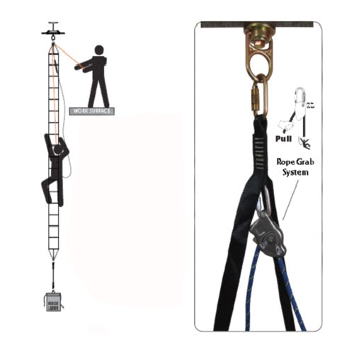 SafeWaze FS-EX243-BL 18' Rescue ladder with Belay System and Carabiner - My Tool Store