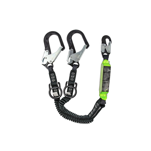 Safewaze FS-88761-FF-ALU 6' PRO+ 100% Dual-Leg Energy Absorbing Lanyard w/ Alum Rebar Hooks & Rescue Rings 12' Free Fall - My Tool Store