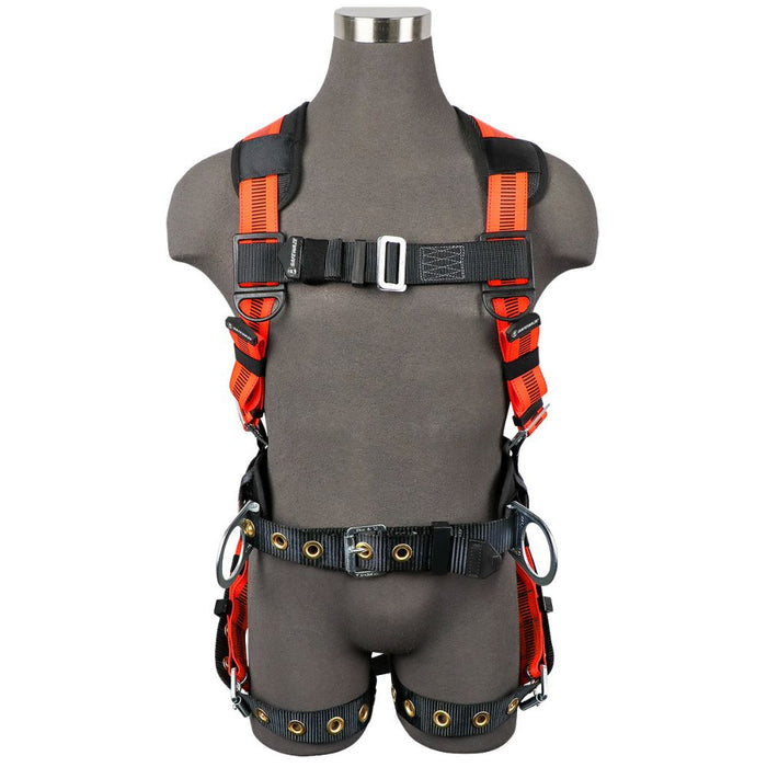 Safewaze FS99160-E-M V-Line Construction Harness: 3D, Mb Chest, Tb Legs