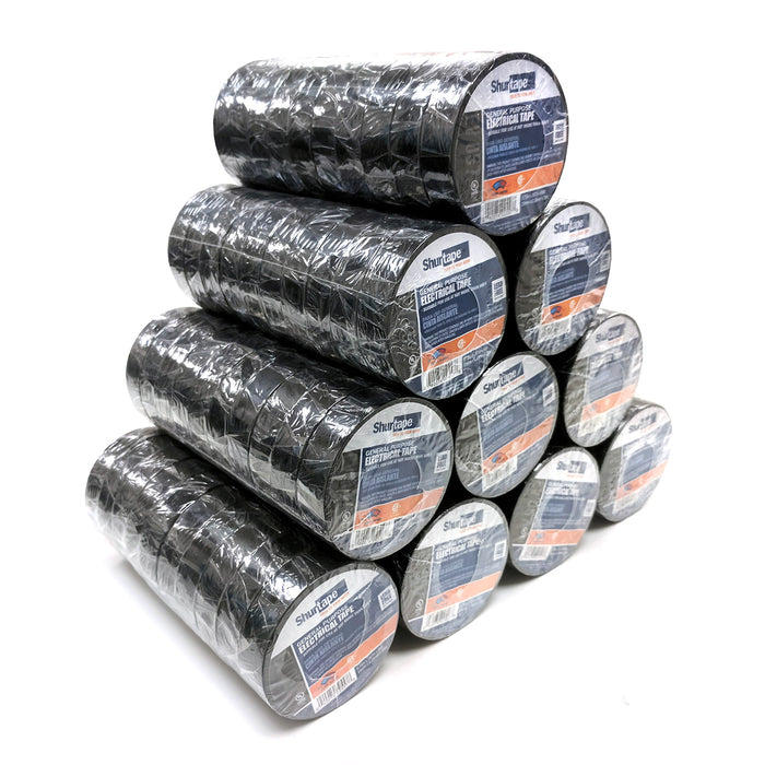 Shurtape 200782 EV 057B UL Listed Electrical Tape, Black, 3/4in x 66ft, Case of 100 - My Tool Store