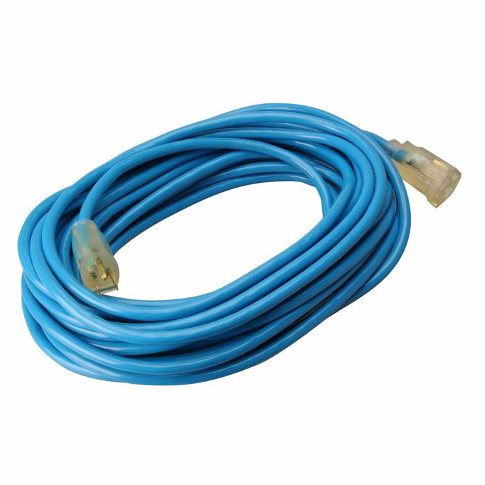 Southwire 2569SW0006 12/3 100' SJTW Low Temp Blue Extension Cord with Lighted End