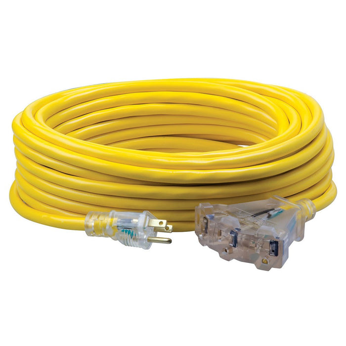 Southwire 4188SW8802 12/3 50' SJTW TRI-SOURCE Yellow Extension Cord W/Lighted End