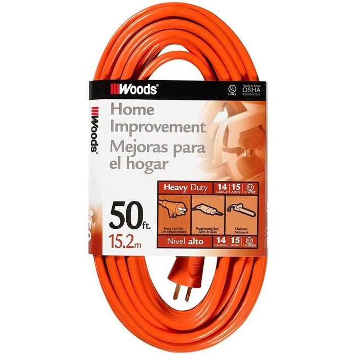 Southwire 626 50' Extension Cord, 14/3 Gauge SJTW, Orange Color
