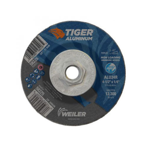 Weiler 58226 GW-4.5 X 1/4 X 5/8-11 ALU T27 Tiger Aluminum Grinding Wheels