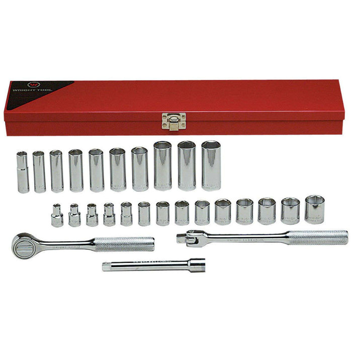 Wright Tool 377 27 Piece 3/8" Drive 6 Point Standard And Deep Metric Socket Set