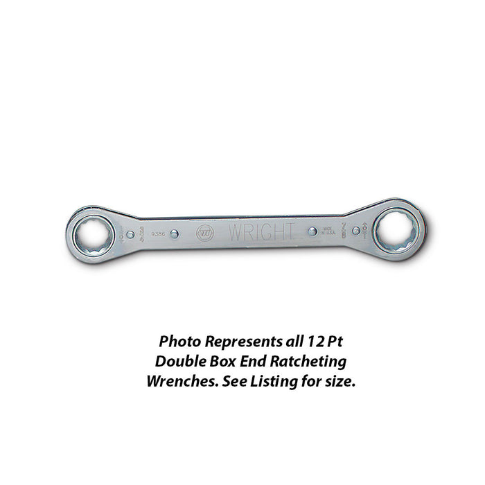 Wright Tool 9386 Ratcheting Double Box End Laminated Wrench 3/4", 7/8"