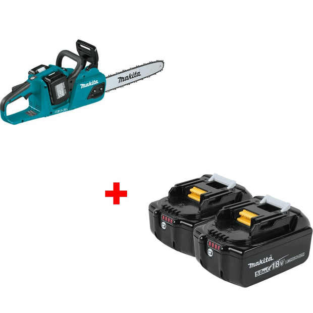Makita XCU07PT 18V X2 14" Chain Saw Kit w/ FREE BL1850B-2 18V Battery, 2-Pack