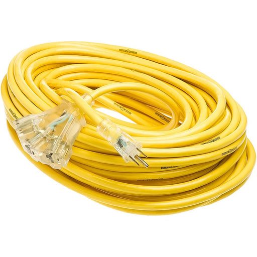 Yellow Jacket 2820 SJTW Extension Cord with 3-Outlet Lighted Power Block, 3 12 Awg Bare Conduct - My Tool Store